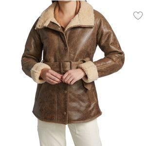 VERONICA BEARD Bonny Leather Shearling Coat Size Small NWT